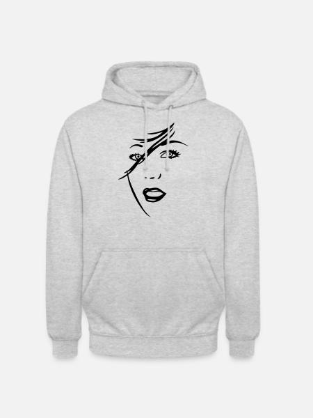 frau_gesicht - Unisex Hoodie - Hellgrau meliert