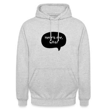 Northern Irish Slogan 'Here's me, Wha?' - Unisex Hoodie - light heather grey - Front - Alina (178cm) & Michal (187cm)