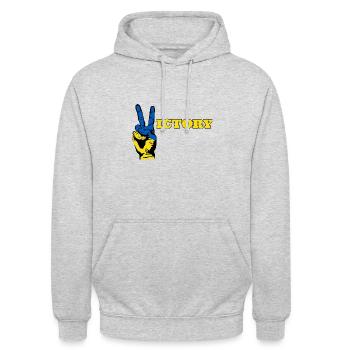 SIEG UKRAINE - Unisex Hoodie - Hellgrau meliert - Vorne - Alina (178cm) & Michal (187cm)
