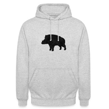 Wildschwein - Unisex Hoodie - Hellgrau meliert - Vorne - Alina (178cm) & Michal (187cm)
