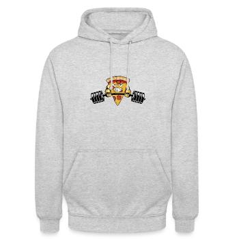 Pizza musculaire de levage - Sweat-shirt à capuche unisexe - gris clair chiné - Devant - Alina (178cm) & Michal (187cm)