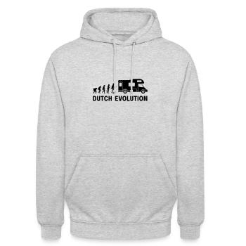 Évolution néerlandaise - Sweat-shirt à capuche unisexe - gris clair chiné - Devant - Alina (178cm) & Michal (187cm)