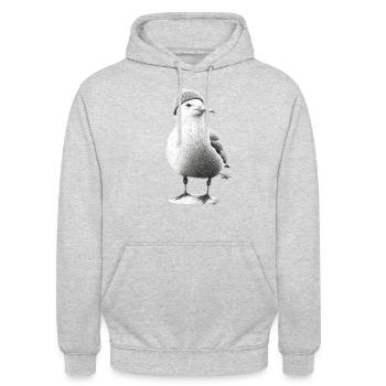 Nordsee Möwe Mütze Beanie - Unisex Hoodie - Hellgrau meliert - Vorne - Alina (178cm) & Michal (187cm)