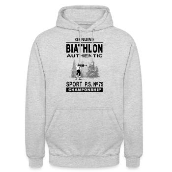 Biathlon - Biathlète - Sweat-shirt à capuche unisexe - gris clair chiné - Devant - Alina (178cm) & Michal (187cm)