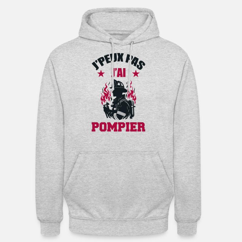 Je peux Pas J'ai Pompier - Sweat-shirt à capuche unisexe - gris clair chiné