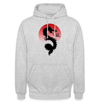 Dragon asie japon - Sweat-shirt à capuche unisexe - gris clair chiné - Devant - Alina (178cm) & Michal (187cm)