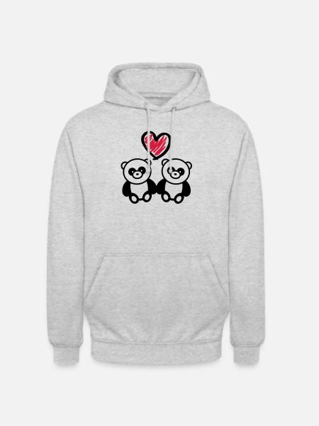 panda_love_r2 - Unisex Hoodie - light heather grey