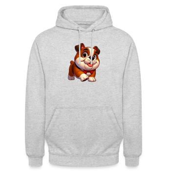 English Bulldog - Unisex Hoodie - light heather grey - Front - Alina (178cm) & Michal (187cm)
