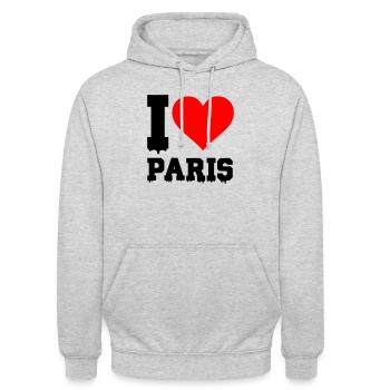 i love paris - Unisex Hoodie - Hellgrau meliert - Vorne - Alina (178cm) & Michal (187cm)