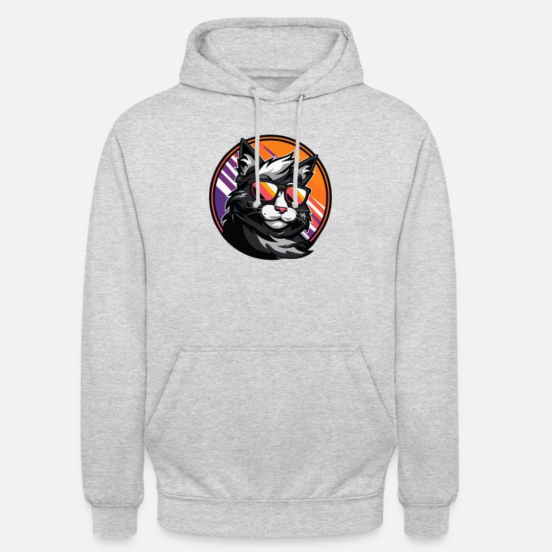 Katze Comic Cool - Unisex Hoodie - Hellgrau meliert