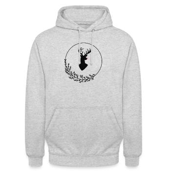 Hirsch mit roter Nase - Unisex Hoodie - Hellgrau meliert - Vorne - Alina (178cm) & Michal (187cm)