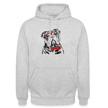 Lustige OLD ENGLISH BULLDOG Brille Hunde Hund OEB - Unisex Hoodie - Hellgrau meliert - Vorne - Alina (178cm) & Michal (187cm)