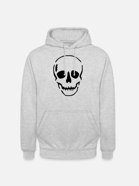 Schädel - Unisex Hoodie - Hellgrau meliert