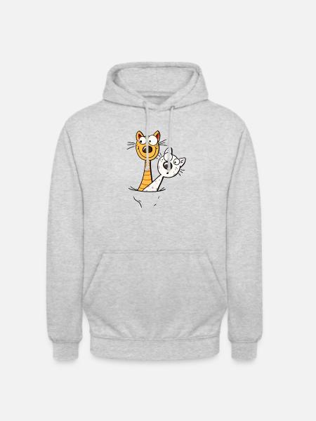 Two funny cats in the shirt - cat - kitten -fun - Unisex Hoodie - light heather grey