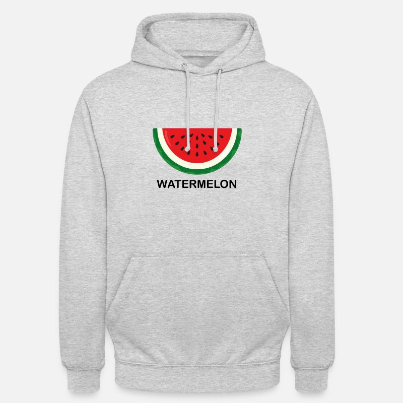 Pastèque, pastèque avec écriture noire - Sweat-shirt à capuche unisexe - gris clair chiné