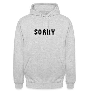Sorry & Pardon & Entschuldigung & Weisheit - Unisex Hoodie - Hellgrau meliert - Vorne - Alina (178cm) & Michal (187cm)