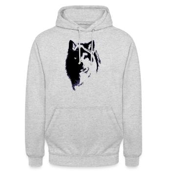 Wolf black & white - Unisex Hoodie - light heather grey - Front - Alina (178cm) & Michal (187cm)