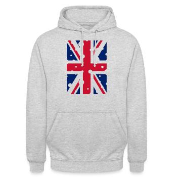 Drapeau Anglais - Sweat-shirt à capuche unisexe - gris clair chiné - Devant - Alina (178cm) & Michal (187cm)