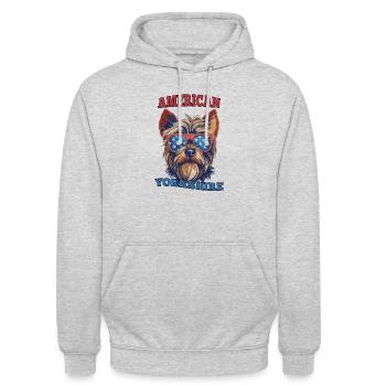 American Yorkshire - Unisex Hoodie - light heather grey - Front - Alina (178cm) & Michal (187cm)