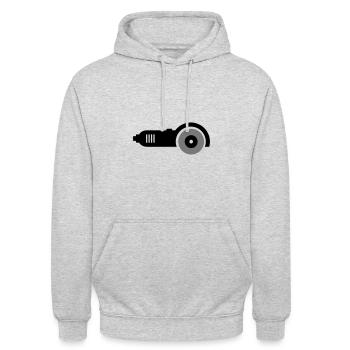 Winkelschleifer Werkzeug Handwerker Baustelle - Unisex Hoodie - Hellgrau meliert - Vorne - Alina (178cm) & Michal (187cm)