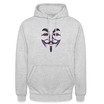 Anonymous Maske - Fawkes - Unisex Hoodie - Hellgrau meliert - Vorne - Alina (178cm) & Michal (187cm)