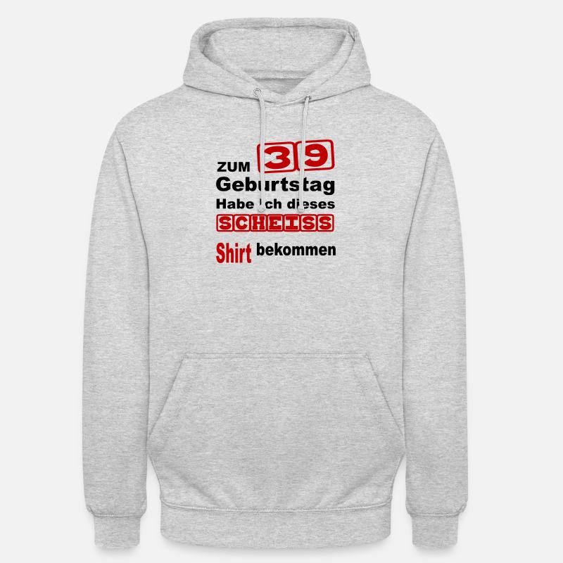 39 anniversaire - Sweat-shirt à capuche unisexe - gris clair chiné