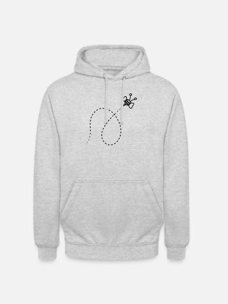 Ligne Dashed Bee - Sweat-shirt à capuche unisexe - gris clair chiné