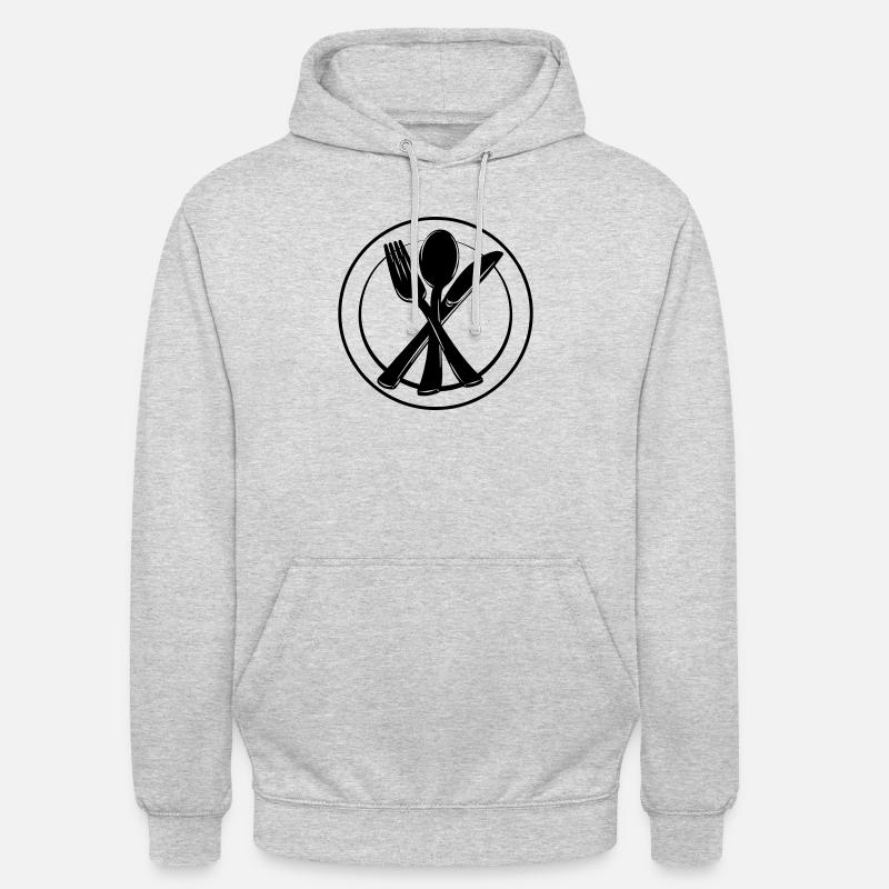 Messer, Gabel und Löffel auf Teller - Unisex Hoodie - Hellgrau meliert