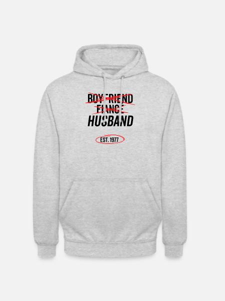 Boyfriend Fiancé Husband Est 1977 - Unisex Hoodie - light heather grey