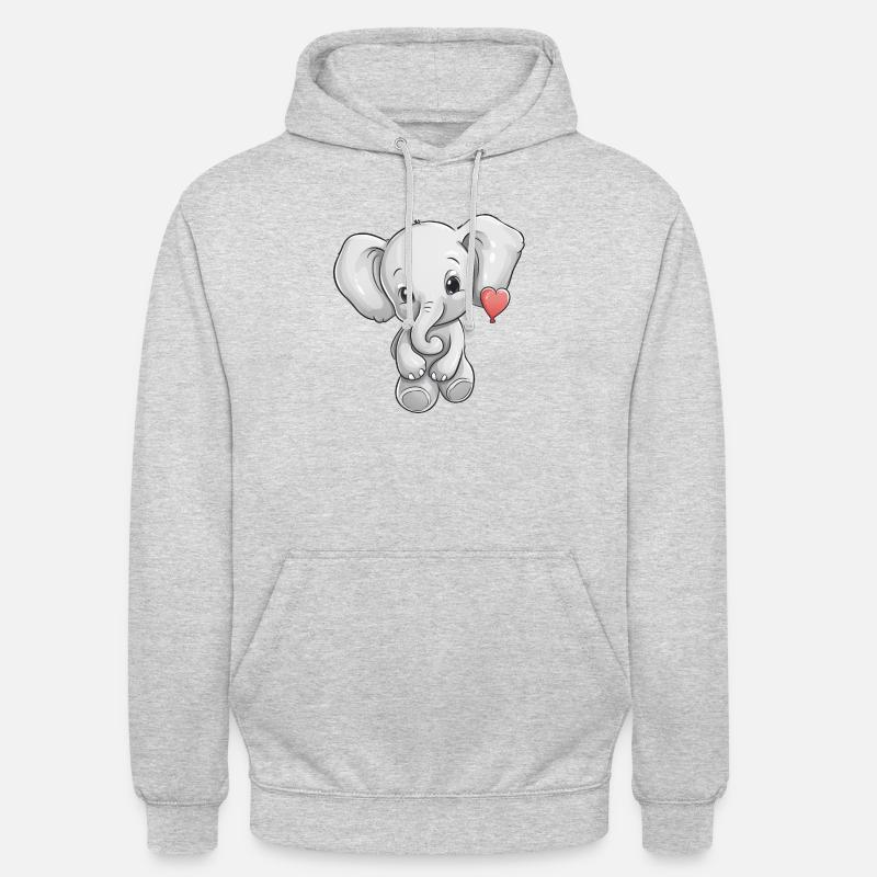 Éléphant avec du cœur - Sweat-shirt à capuche unisexe - gris clair chiné