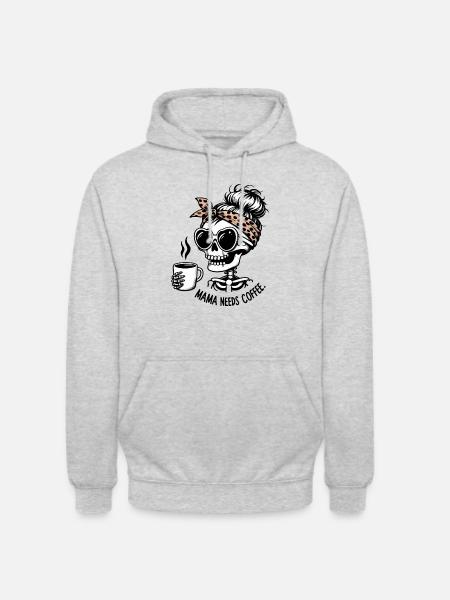 Mama Needs Coffee Skeleton - Unisex Hoodie - light heather grey