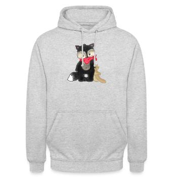 Raccoon with Comforter - Unisex Hoodie - light heather grey - Front - Alina (178cm) & Michal (187cm)