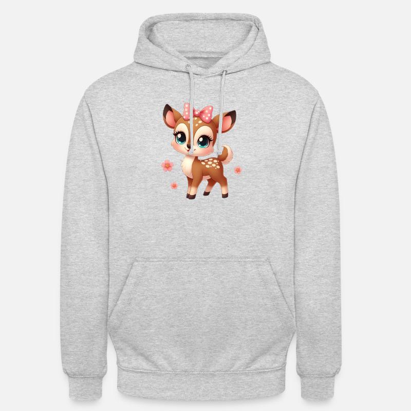 Petit Faon mignon 5 - Sweat-shirt à capuche unisexe - gris clair chiné