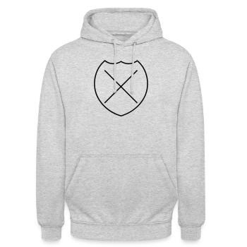 Coat of arms with cross personalization color change - Unisex Hoodie - light heather grey - Front - Alina (178cm) & Michal (187cm)