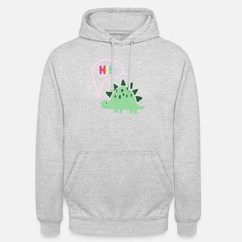 Hi Dino - Geschenkidee - Kindermode - Unisex Hoodie - Hellgrau meliert