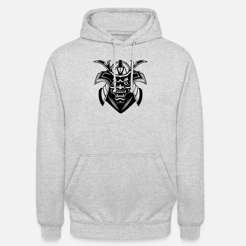 Conception du masque Shadow Menpō - Sweat-shirt à capuche unisexe - gris clair chiné