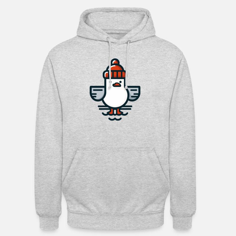 Mouette de la mer du Nord avec bonnet T-shirt - Sweat-shirt à capuche unisexe - gris clair chiné