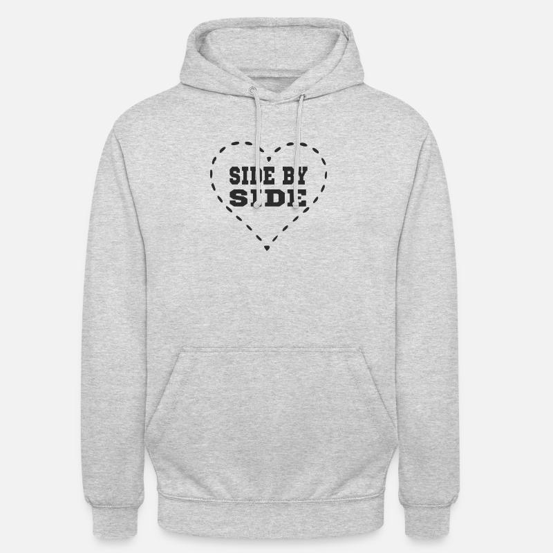 Dashed Heart - Side by Side - Unisex Hoodie - light heather grey