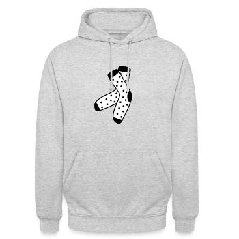 Socken Strümpfe Füße Kleidung - Unisex Hoodie - Hellgrau meliert - Vorne - Alina (178cm) & Michal (187cm)