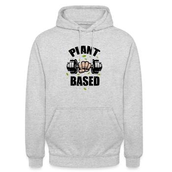 Plant based fit bleiben - Unisex Hoodie - Hellgrau meliert - Vorne - Alina (178cm) & Michal (187cm)