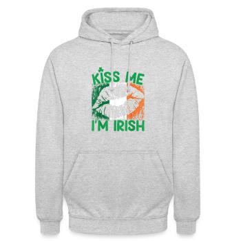 Ireland Lips - Sweat-shirt à capuche unisexe - gris clair chiné - Devant - Alina (178cm) & Michal (187cm)