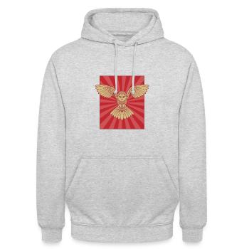 Eule Schleiereule Plakat Cooles Design - Unisex Hoodie - Hellgrau meliert - Vorne - Alina (178cm) & Michal (187cm)