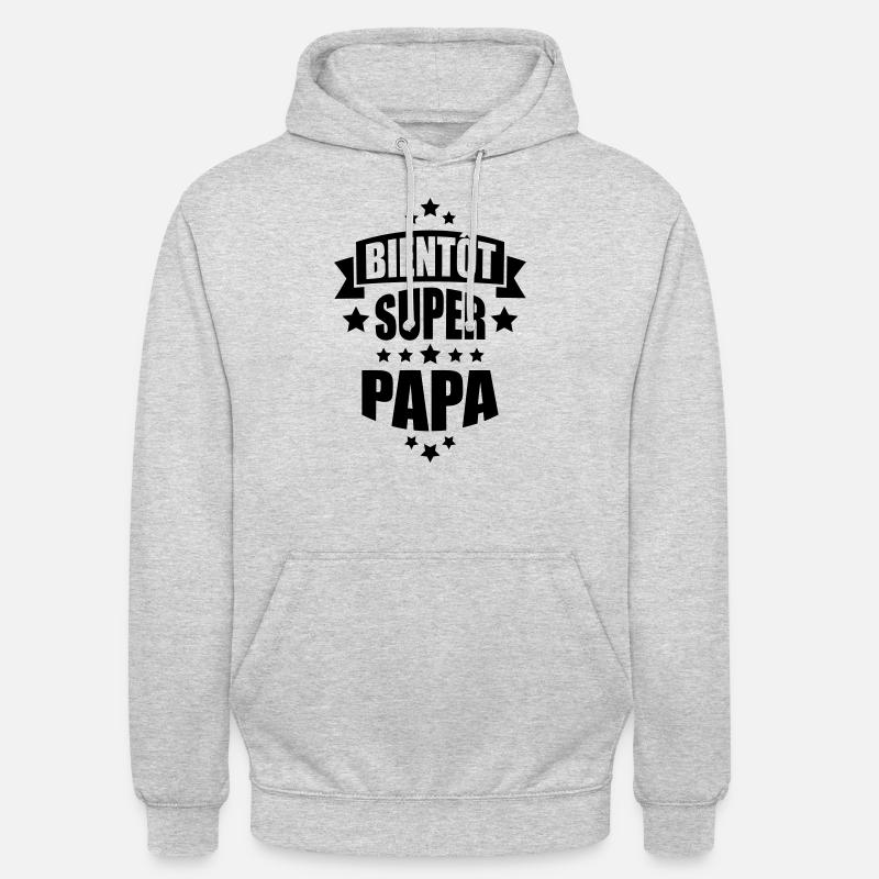 bientôt super papa - Sweat-shirt à capuche unisexe - gris clair chiné
