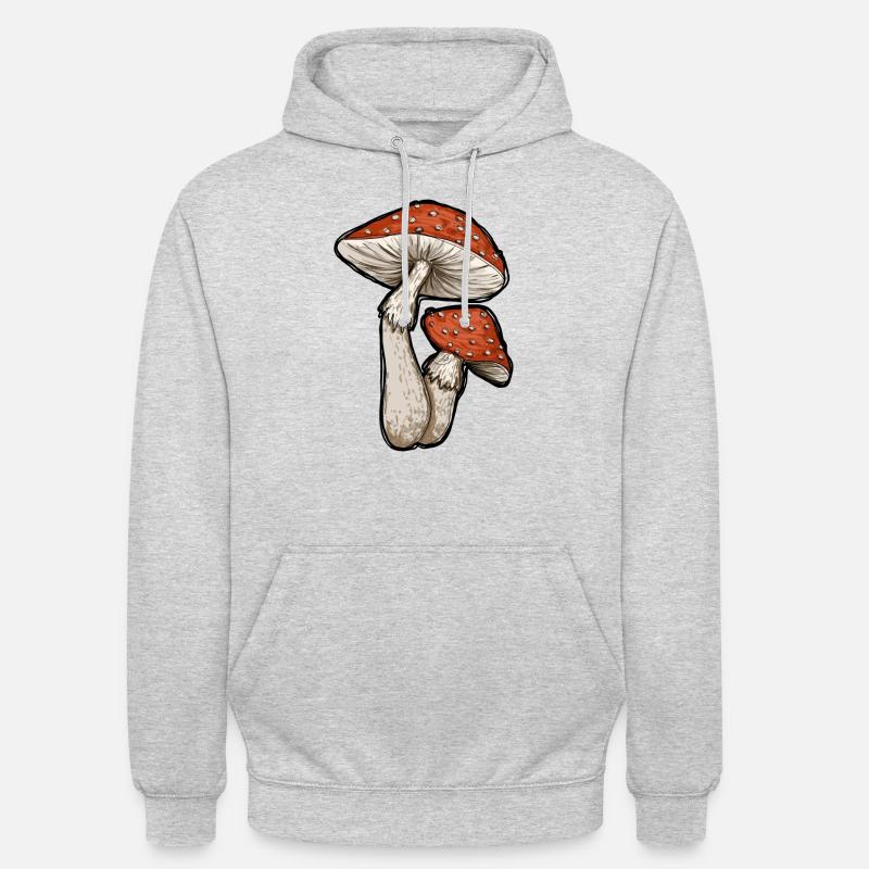 Toadstools Illustration - Sweat-shirt à capuche unisexe - gris clair chiné
