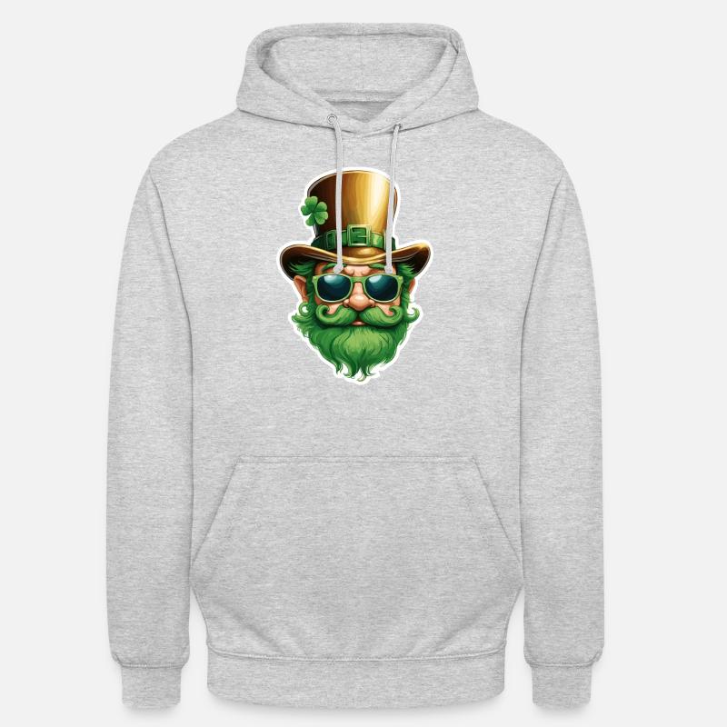 Leprechaun / Leprechaun / Vert / Gingembre / Irlande - Sweat-shirt à capuche unisexe - gris clair chiné