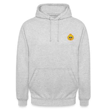 Sesamstraße Bibo Als Stickmotiv - Unisex Hoodie - Hellgrau meliert - Vorne - Alina (178cm) & Michal (187cm)