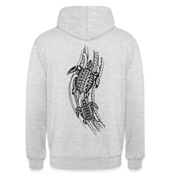 Turtle Maori - Unisex Hoodie - Hellgrau meliert - Hinten - Michal (187cm)