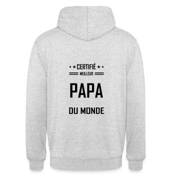 Certifié meilleur papa du monde - Sweat-shirt à capuche unisexe - gris clair chiné - Dos - Michal (187cm)