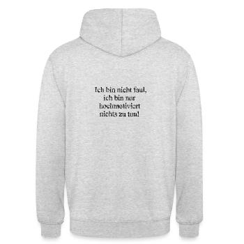Nicht Faul - Unisex Hoodie - Hellgrau meliert - Hinten - Michal (187cm)