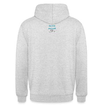 LIEBEVOLL wertvoll - Unisex Hoodie - Hellgrau meliert - Hinten - Michal (187cm)